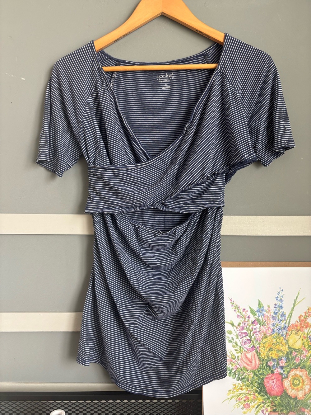 Striped Navy and White Nursing-Friendly Wrap shirt